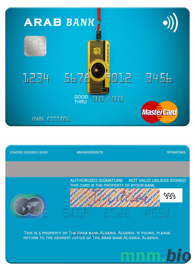 Algeria Arab Bank Algeria przykład karty mastercard w formacie PSD